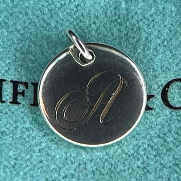 Tiffany’s Notes Letter A Initial Mini Round Charm 925 Authentic - Picture 1 of 4